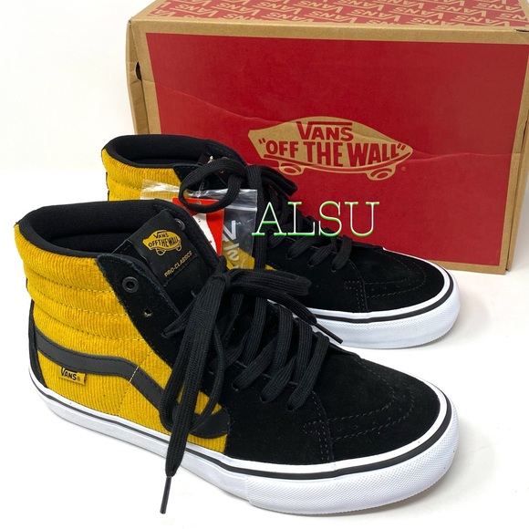 VANS SK8-HI Pro Corduroy Suede Canvas Women Yellow - Picture 5 of 12